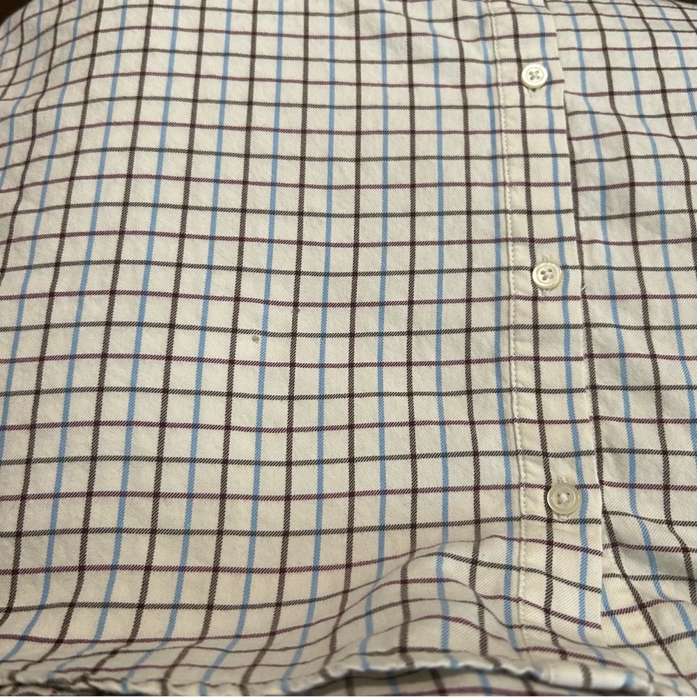 Madewell Women’s Oversized Ex-Boyfriend Plaid Shirt Small Cream Brown Blue - Picture 11 of 12